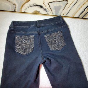 CHICO'S So Slimming Stretch Black Rhinestone Cotton Denim Jeans, Size 0 …